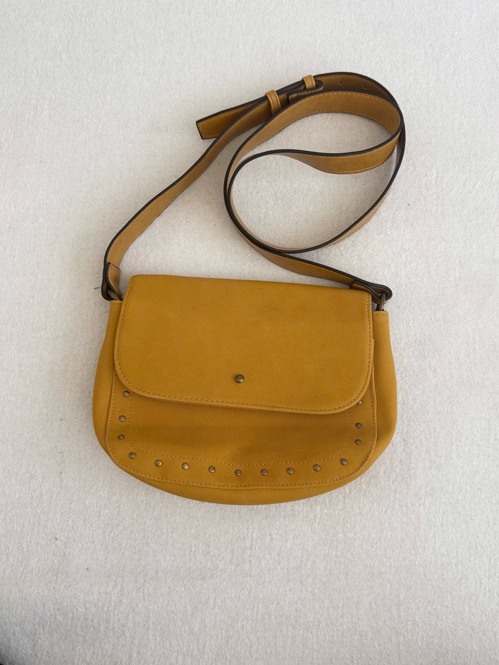 Mustard Yellow Crossbody Saddle Bag Studded Boho Western Purse Fall Chic